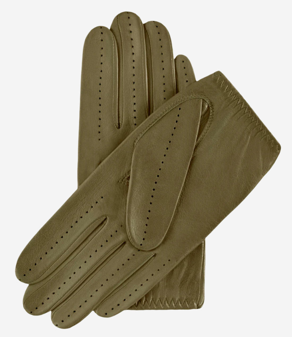 Alessa (olive) - Classic Italian lambskin leather driving gloves
