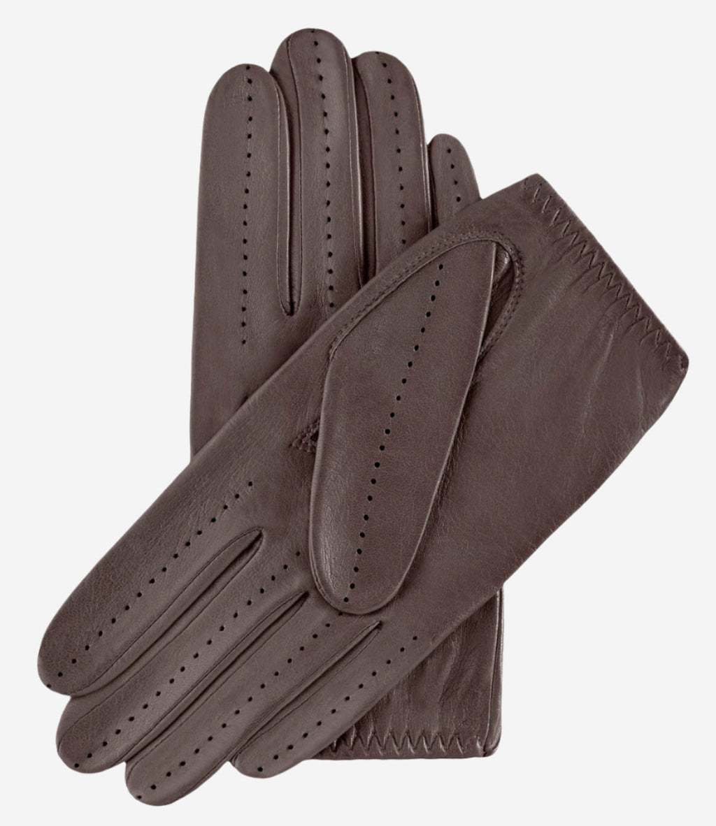 Alessa (Taupe) - Classic Italian lambskin leather driving gloves