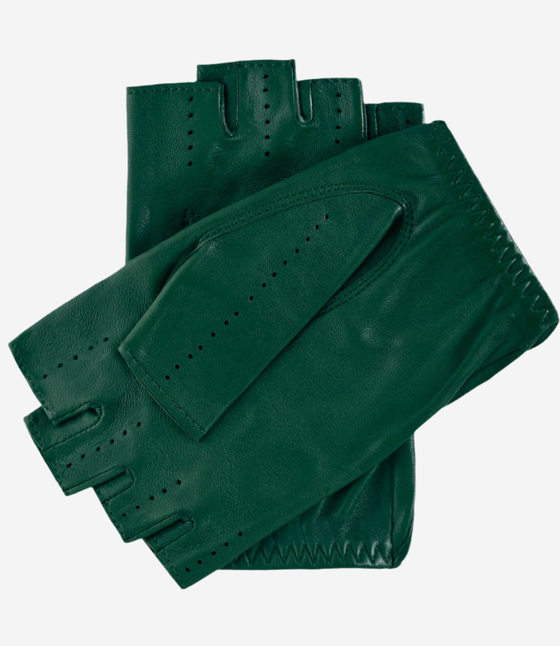 Rossana (hunter) - Italian fingerless lambskin leather driving gloves