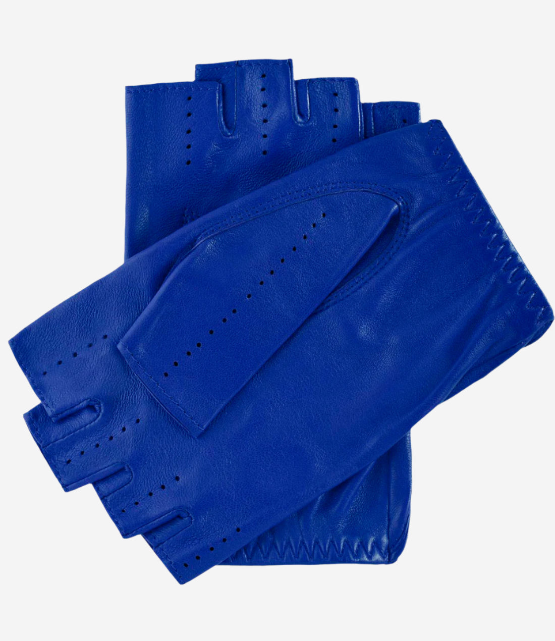 Rossana (rylblue) - Italian fingerless lambskin leather driving gloves