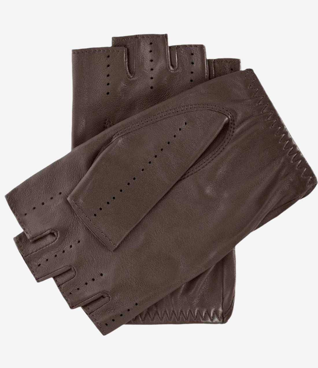 Rossana (taupe) - Italian fingerless lambskin leather driving gloves