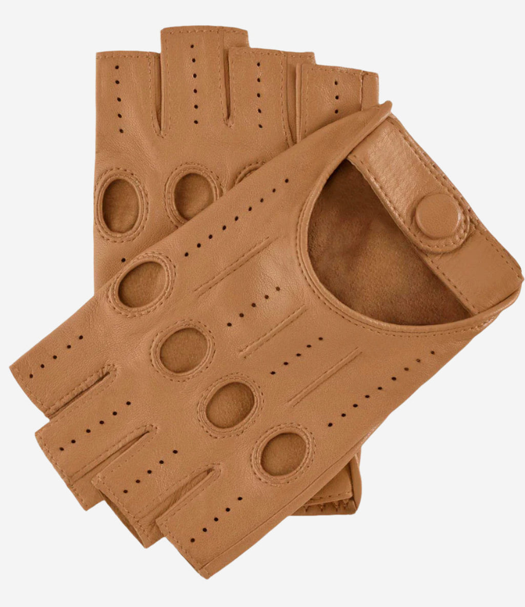 Rossana (vac) - Italian fingerless lambskin leather driving gloves
