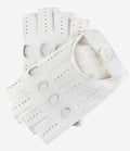 Rossana (white) - Italian fingerless lambskin leather driving gloves