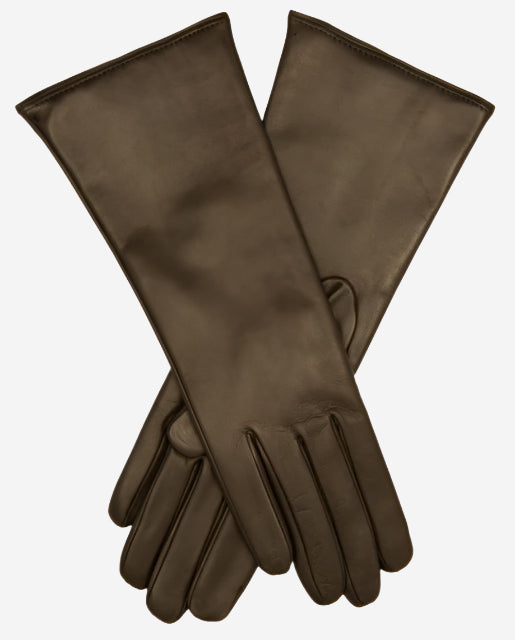 Camilla (dark brown) - Italian "4 button length" cashmere lined leather gloves