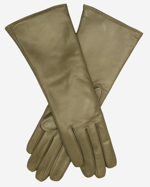 Camilla (olive) - Italian "4 button length" cashmere lined leather gloves