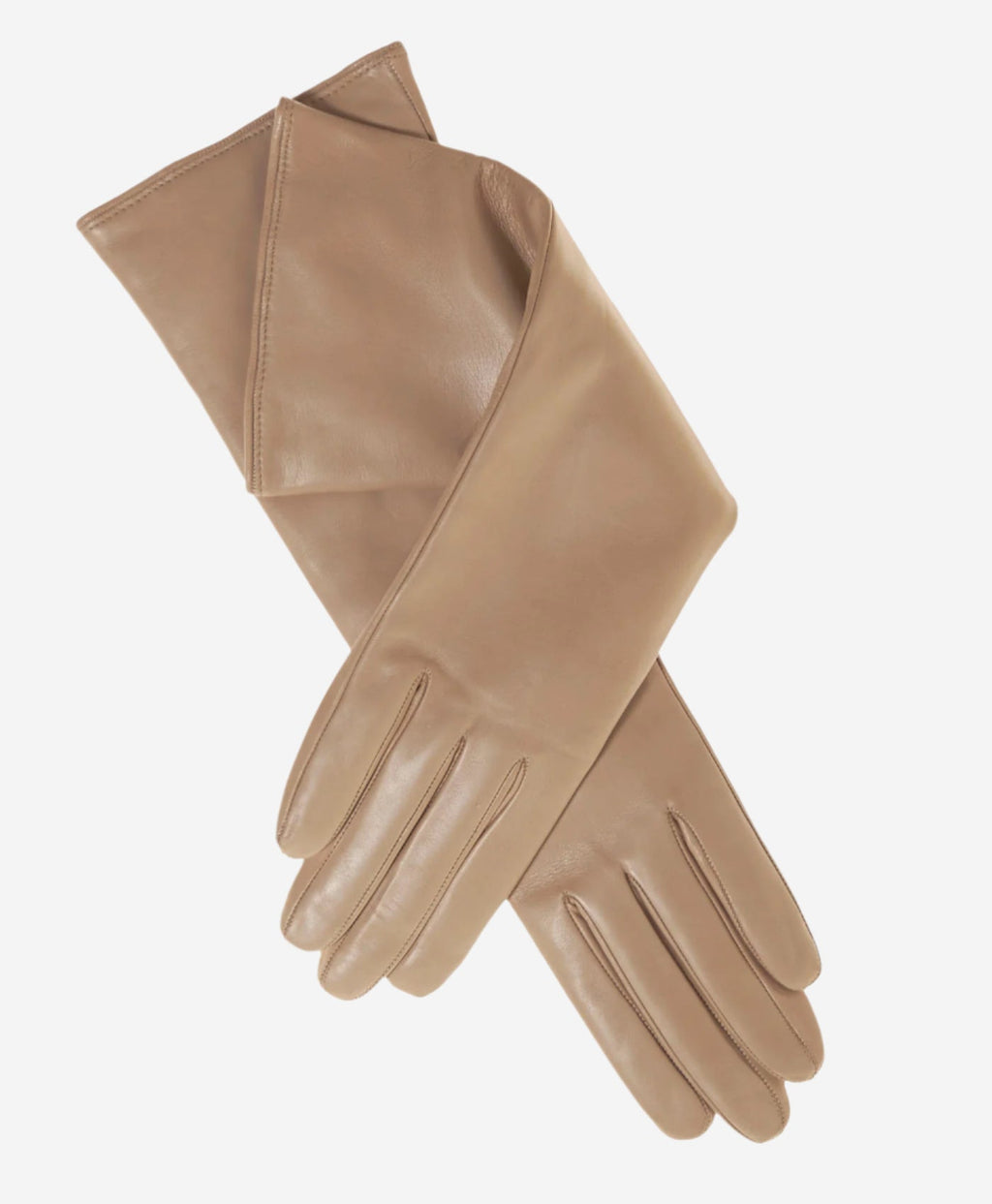 Leonora (beige) - Italian cashmere lined 6-button length leather gloves