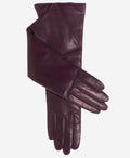 Leonora (black/grape) - Italian 8-button length cashmere lined leather gloves