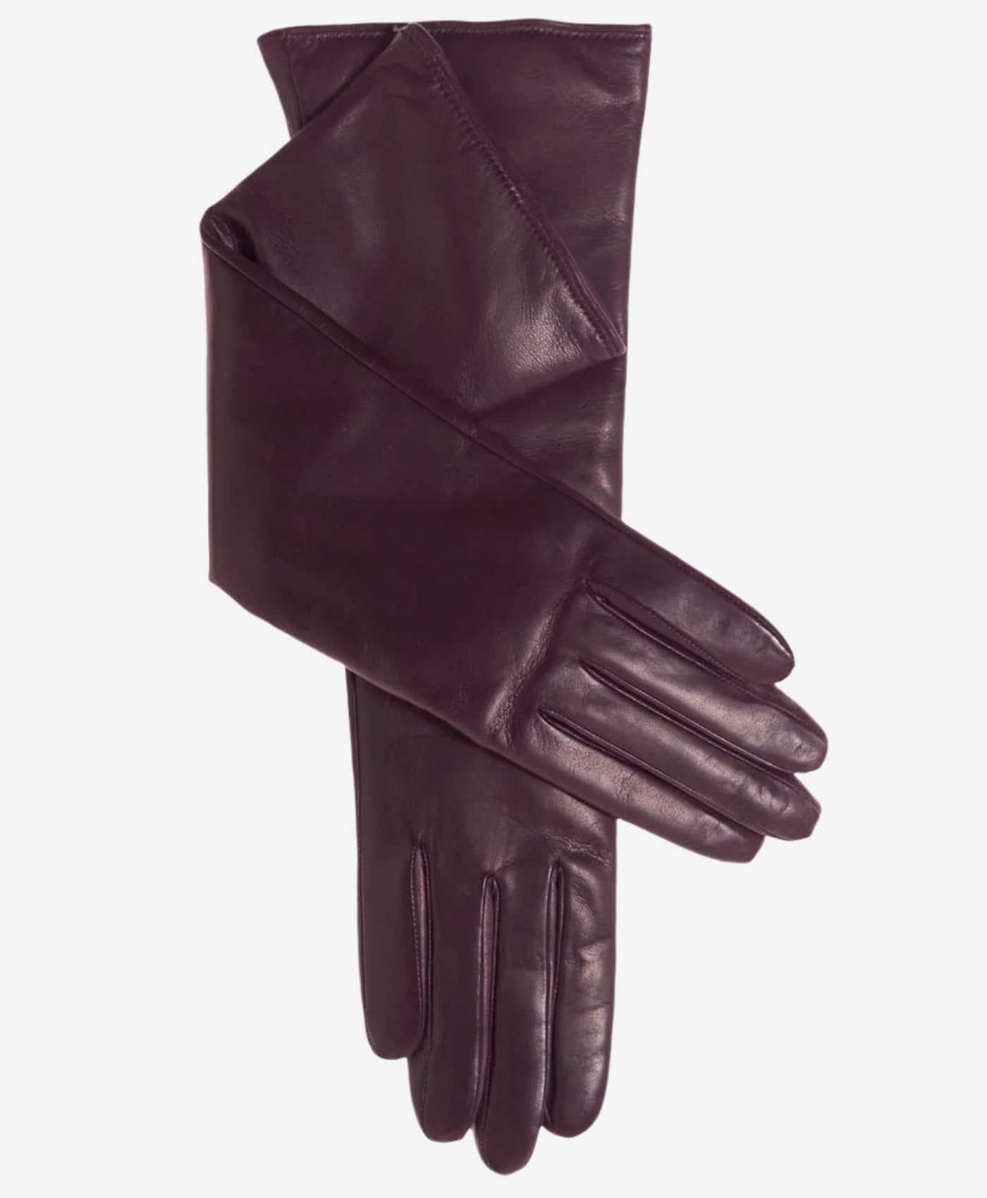 Leonora (black/grape) - Italian 8-button length cashmere lined leather gloves
