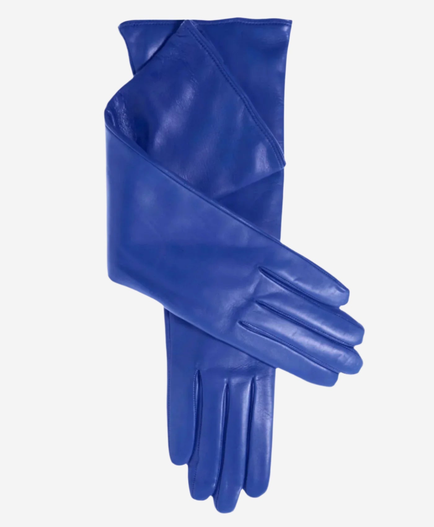 Leonora (blue) - Italian 8-button length cashmere lined leather gloves