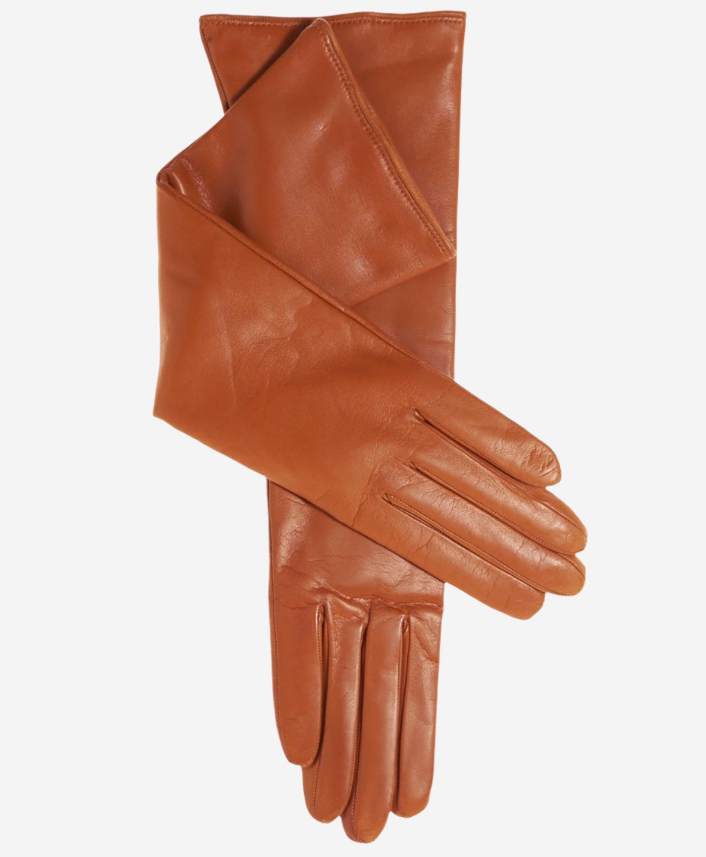 Leonora (cognac) - Italian 8-button length cashmere lined leather gloves