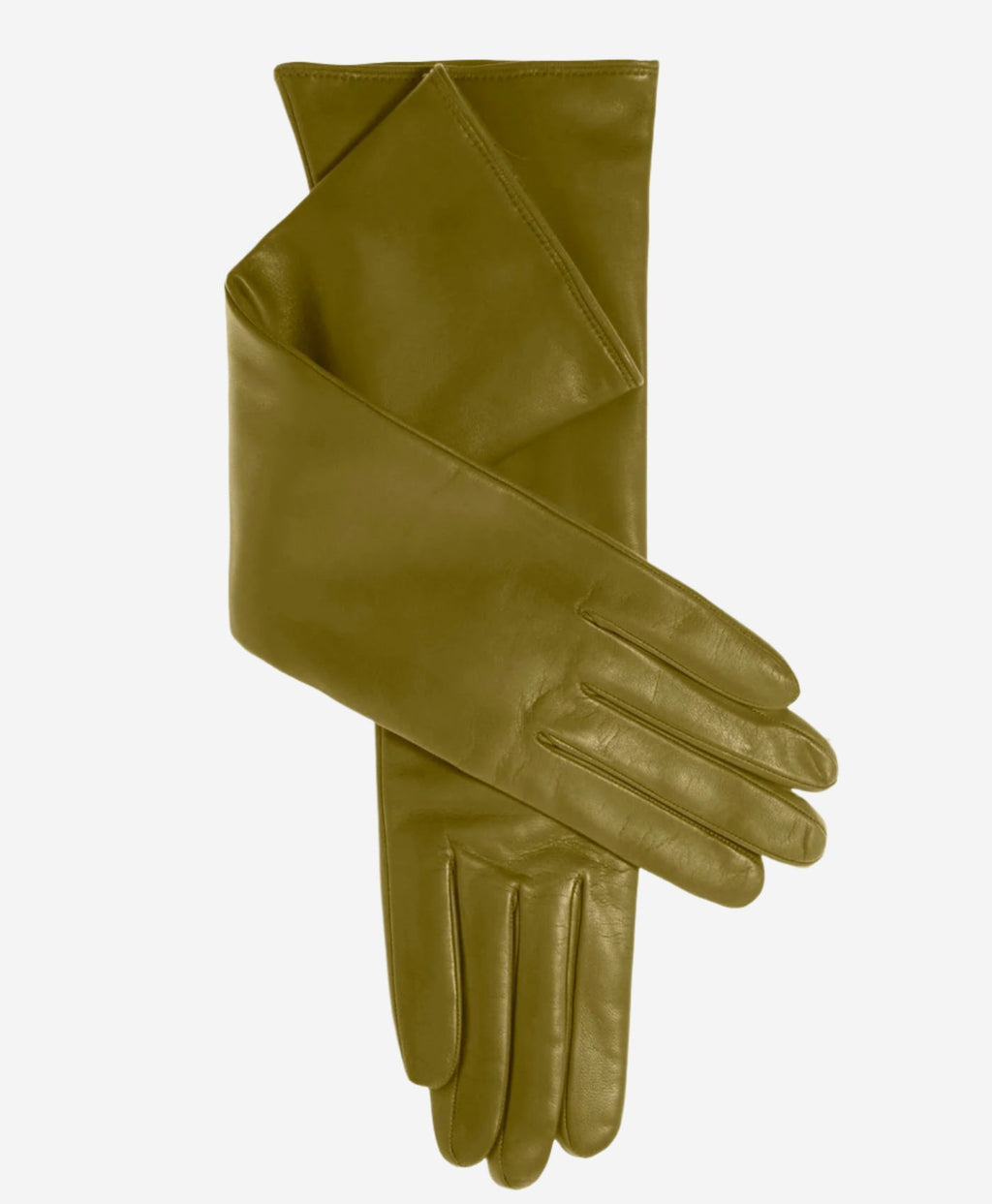 Leonora (moss) - Italian 8-button length cashmere lined leather gloves