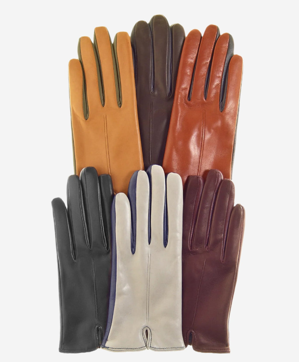 FC34 (camel) - Women's Italian touchscreen cashmere lined leather gloves