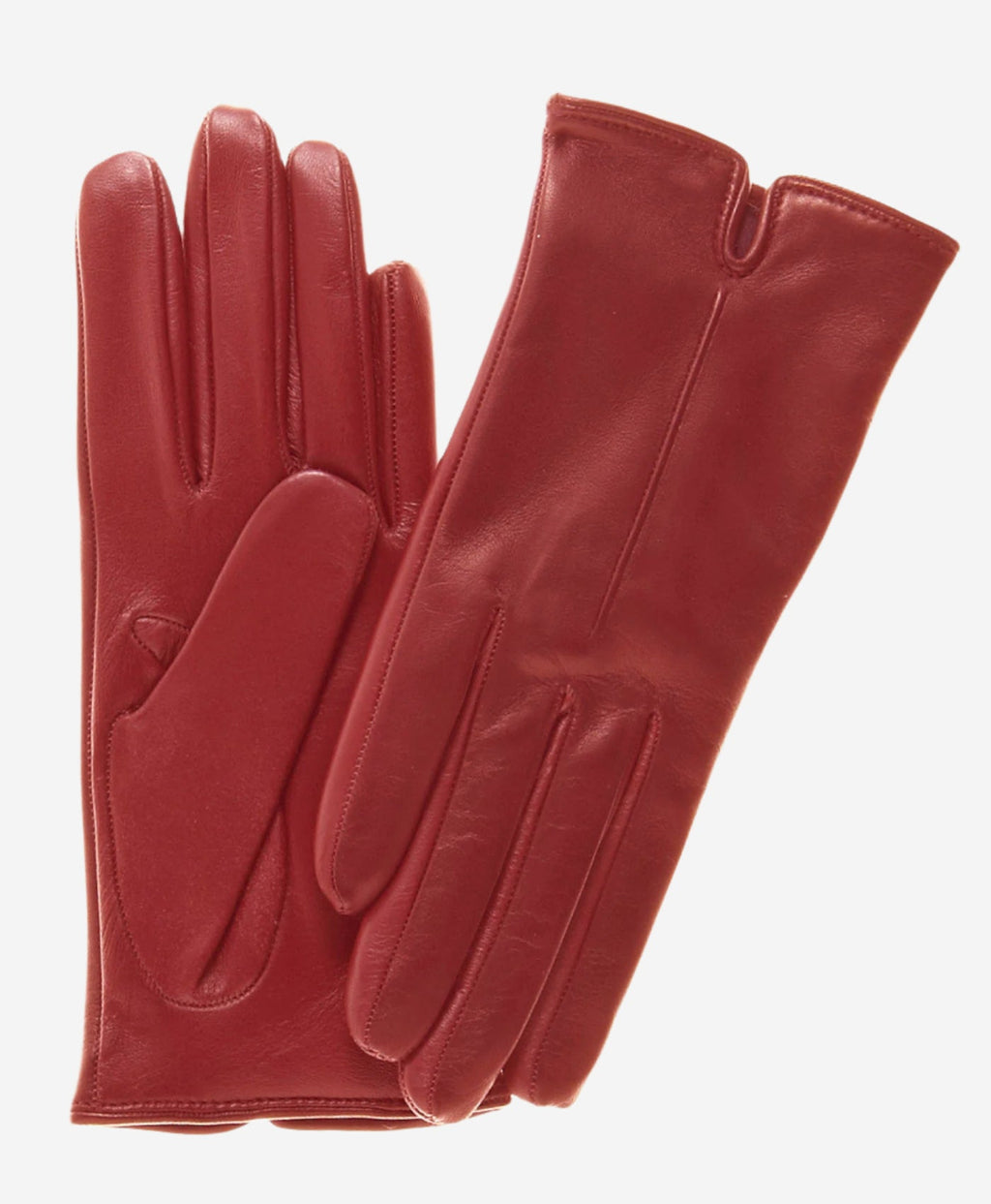 FC34 (cranberry) - Women's Italian touchscreen cashmere lined leather gloves