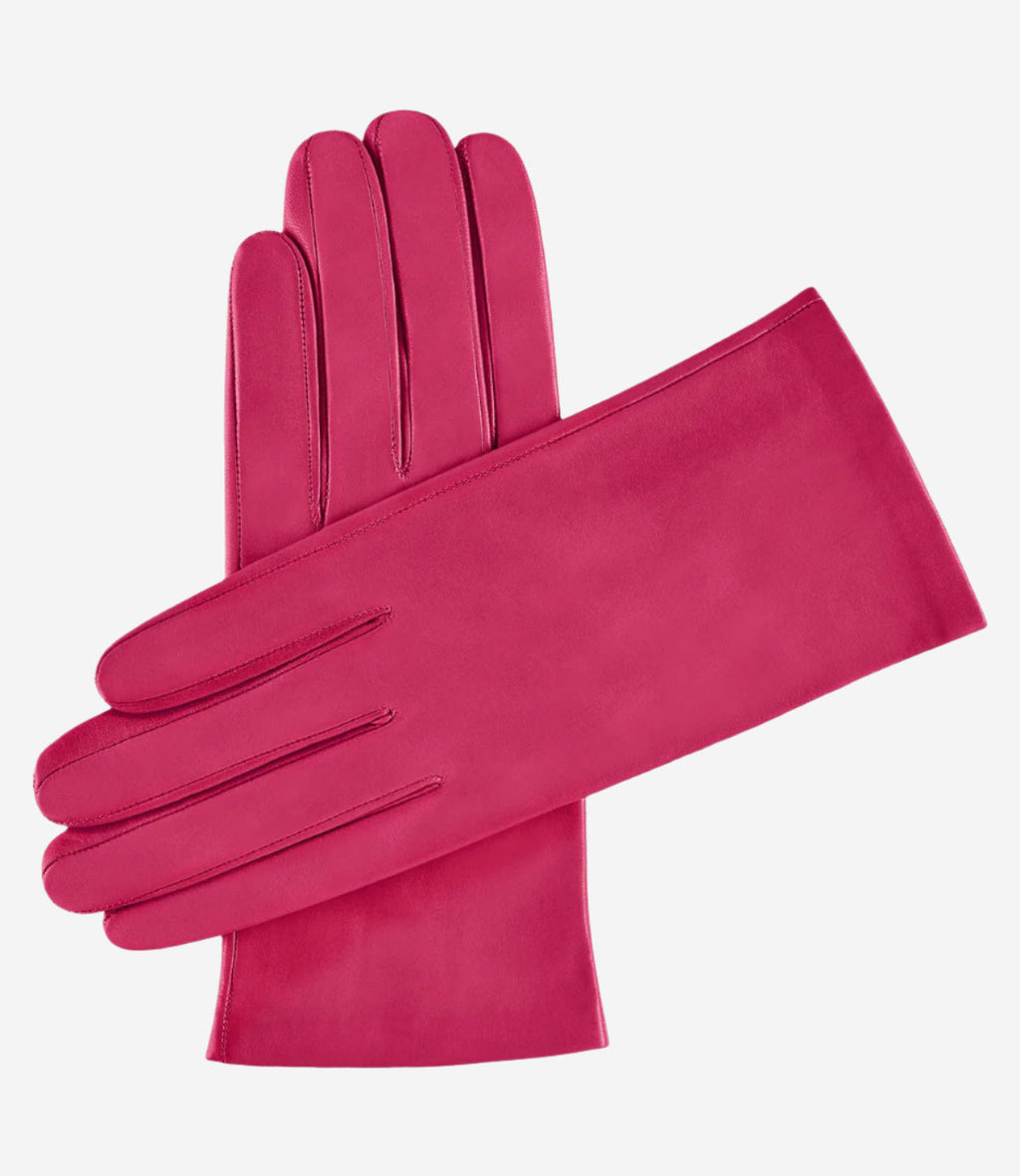 Sofia (deep pink) -  Italian lambskin leather gloves with silk lining