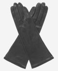 FS01W4 (black) - Italian 4-button length silk lined leather gloves