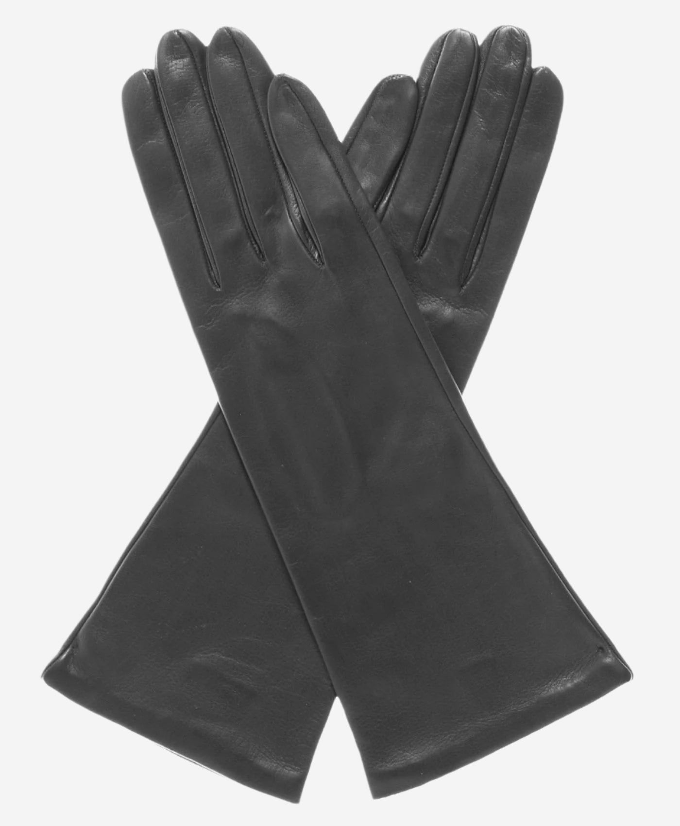 FS01W4 (black) - Italian 4-button length silk lined leather gloves