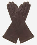 FS01W4 (brown) -Italian 4-button length silk lined leather gloves