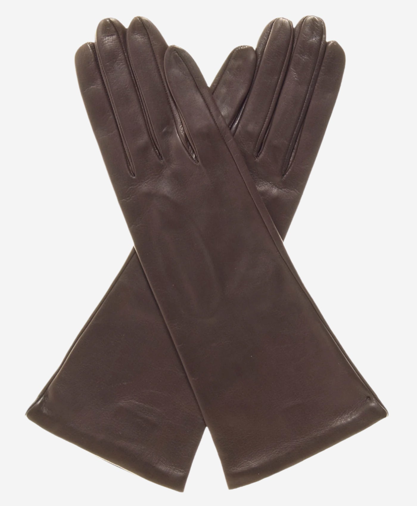FS01W4 (brown) -Italian 4-button length silk lined leather gloves