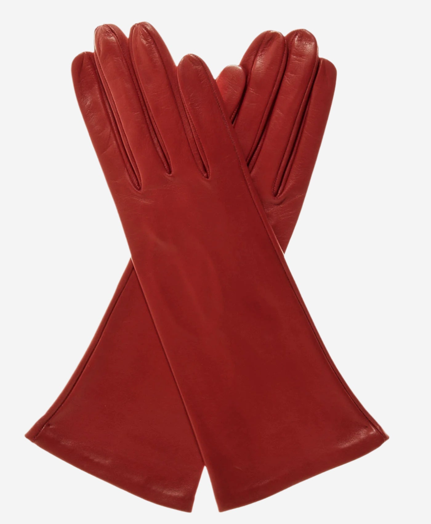 FS01W4 (deepred) - Italian 4-button length silk lined leather gloves