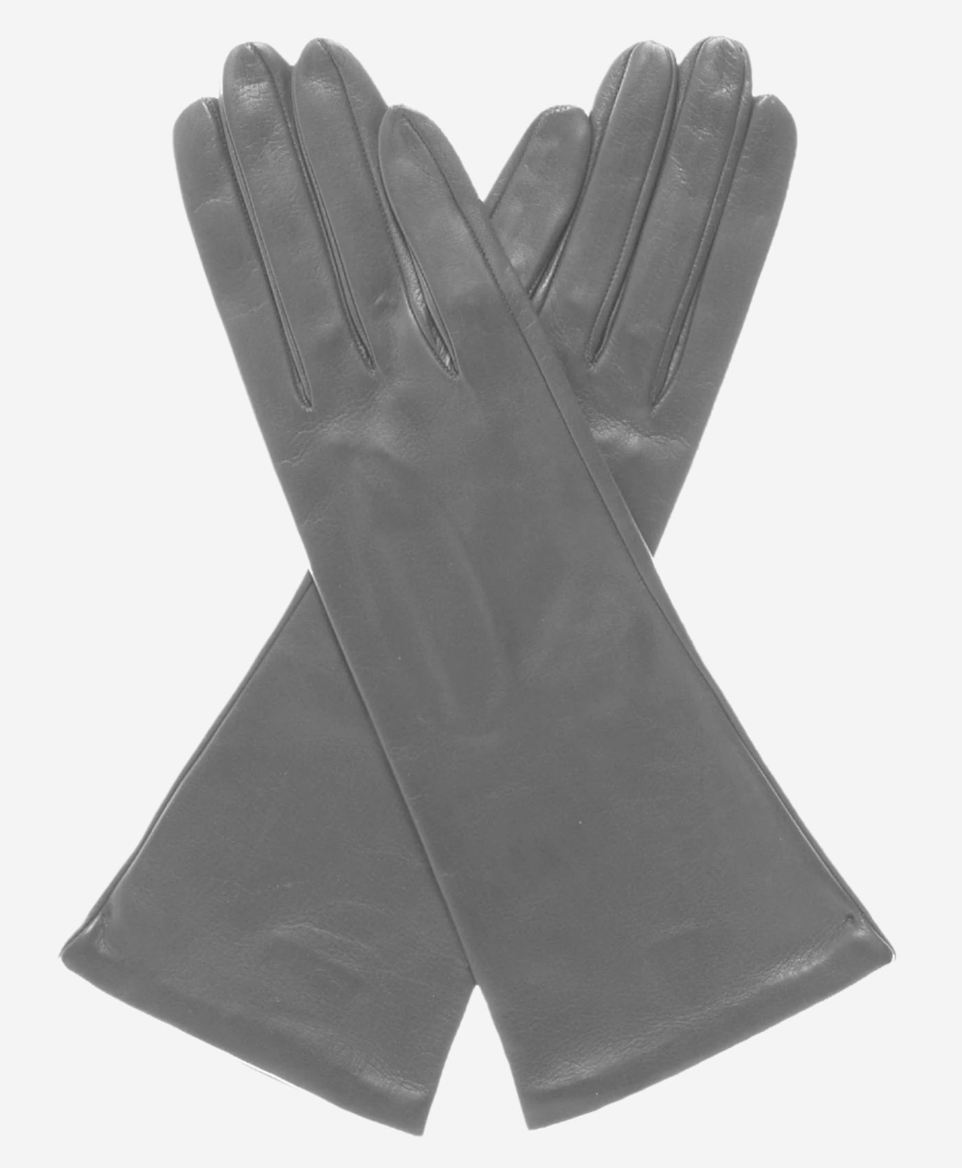 FS01W4 (grey) - Italian 4-button length silk lined leather gloves