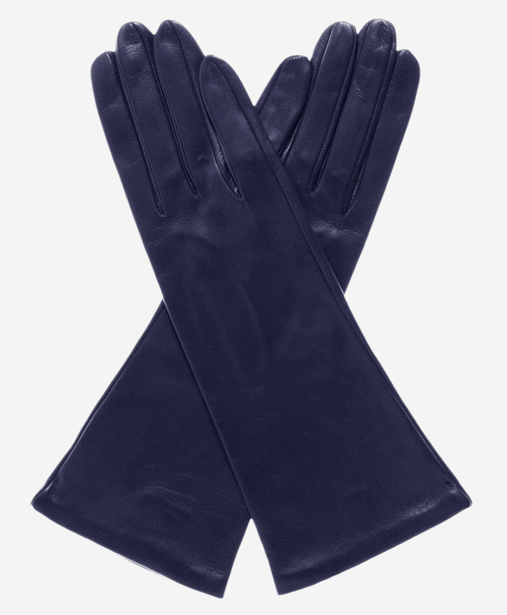 FS01W4 (navy) - Italian 4-button length silk lined leather gloves