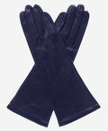 FS01W4 (navy) - Italian 4-button length silk lined leather gloves