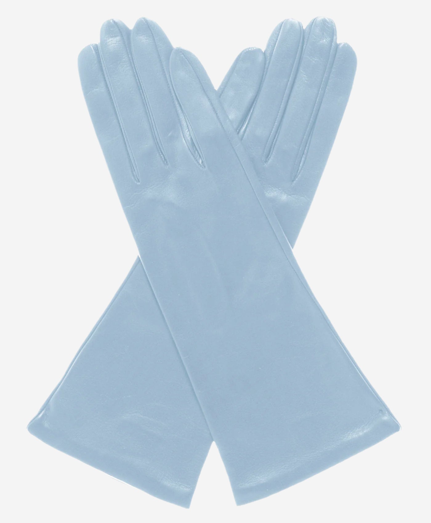 FS01W4 (sky) - Italian 4-button length silk lined leather gloves