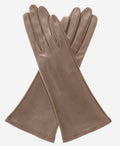 FS01W4 (taupe) - Italian 4-button length silk lined leather gloves