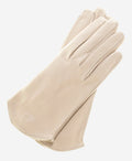 FS02 (cream) - Women's Italian silk lined leather gloves with curved hem