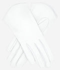 FS02 (white) - Women's Italian silk lined leather gloves with curved hem