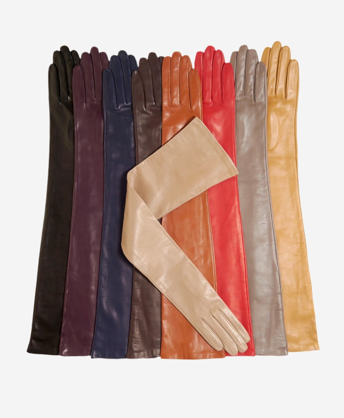 FS15W16 (hblue) - Italian silk lined opera leather gloves 16-button length