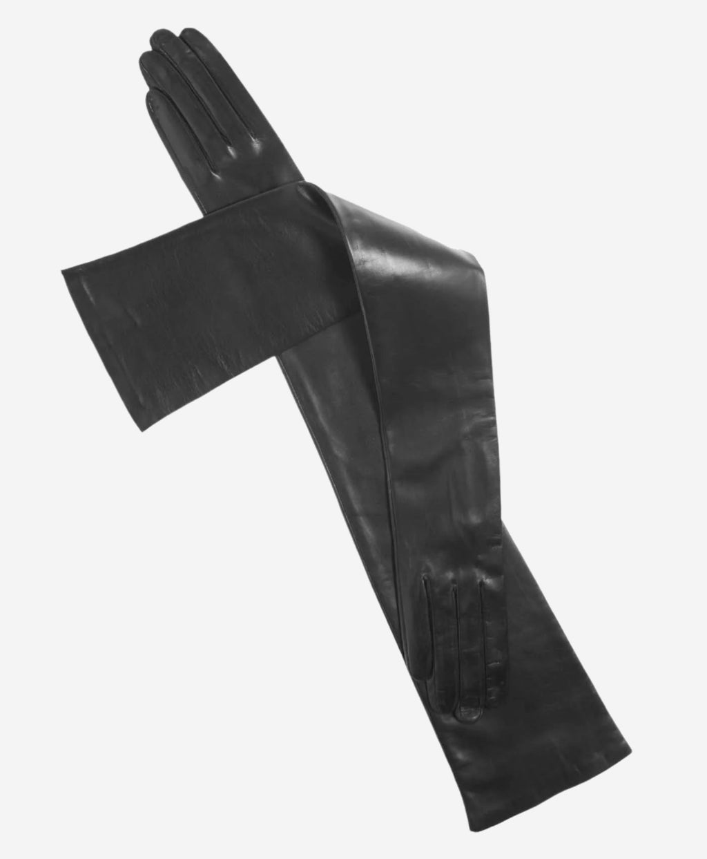 FS15W16 (black) - Italian silk lined opera leather gloves 16-button length