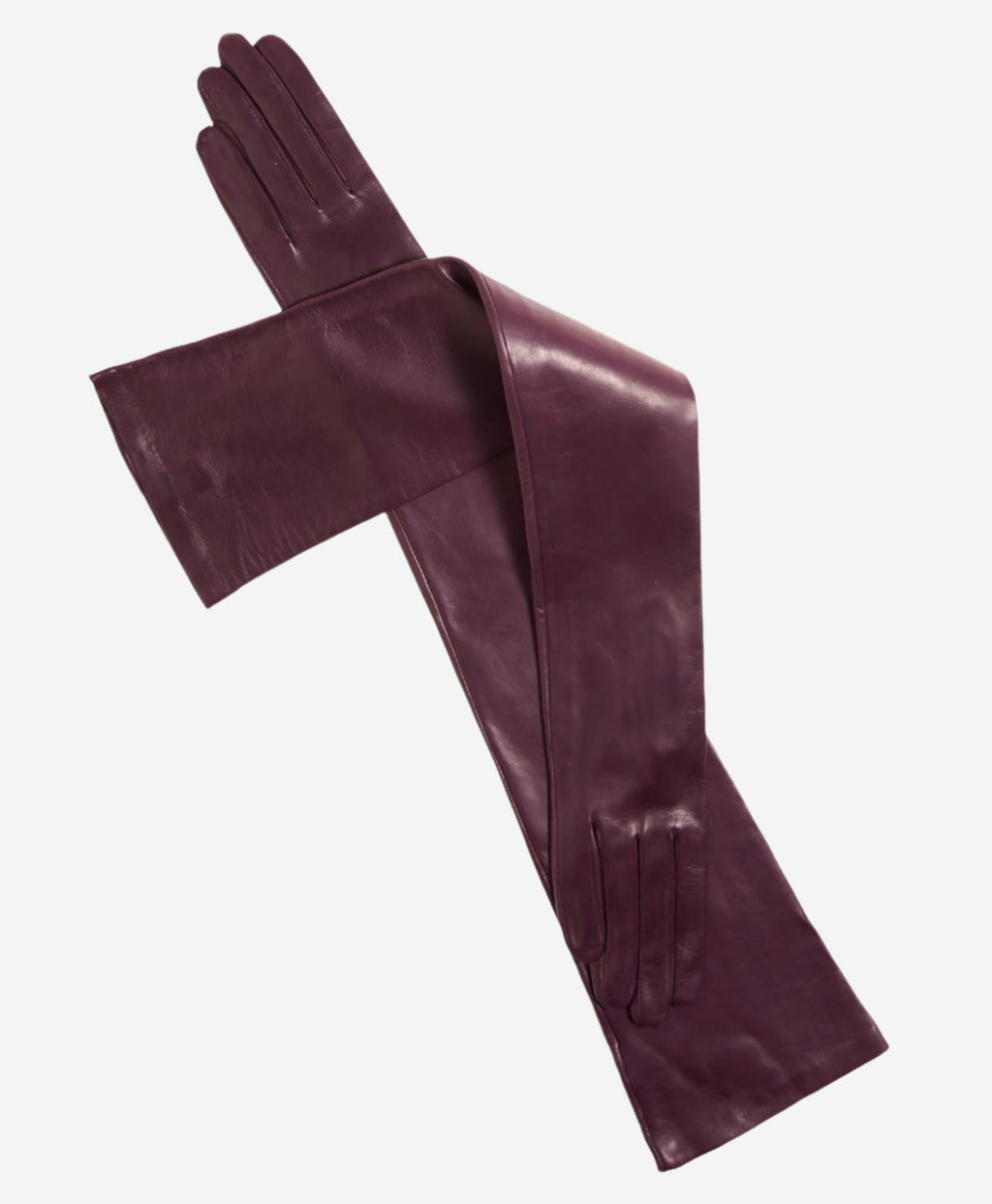 FS15W16 (black/grape) - Italian silk lined opera leather gloves 16-button length