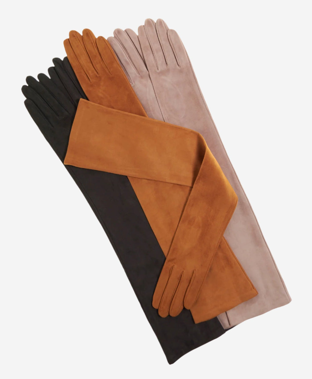 FS15W16SUEDE (taupe) - Italian silk lined suede opera gloves 16-button length