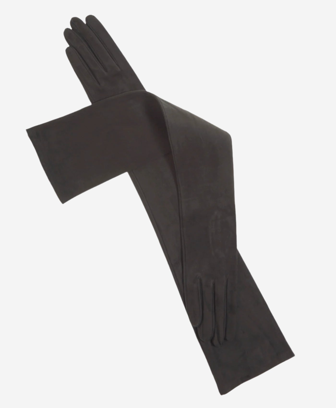 FS15W16SUEDE (black) - Italian silk lined suede opera gloves 16-button length