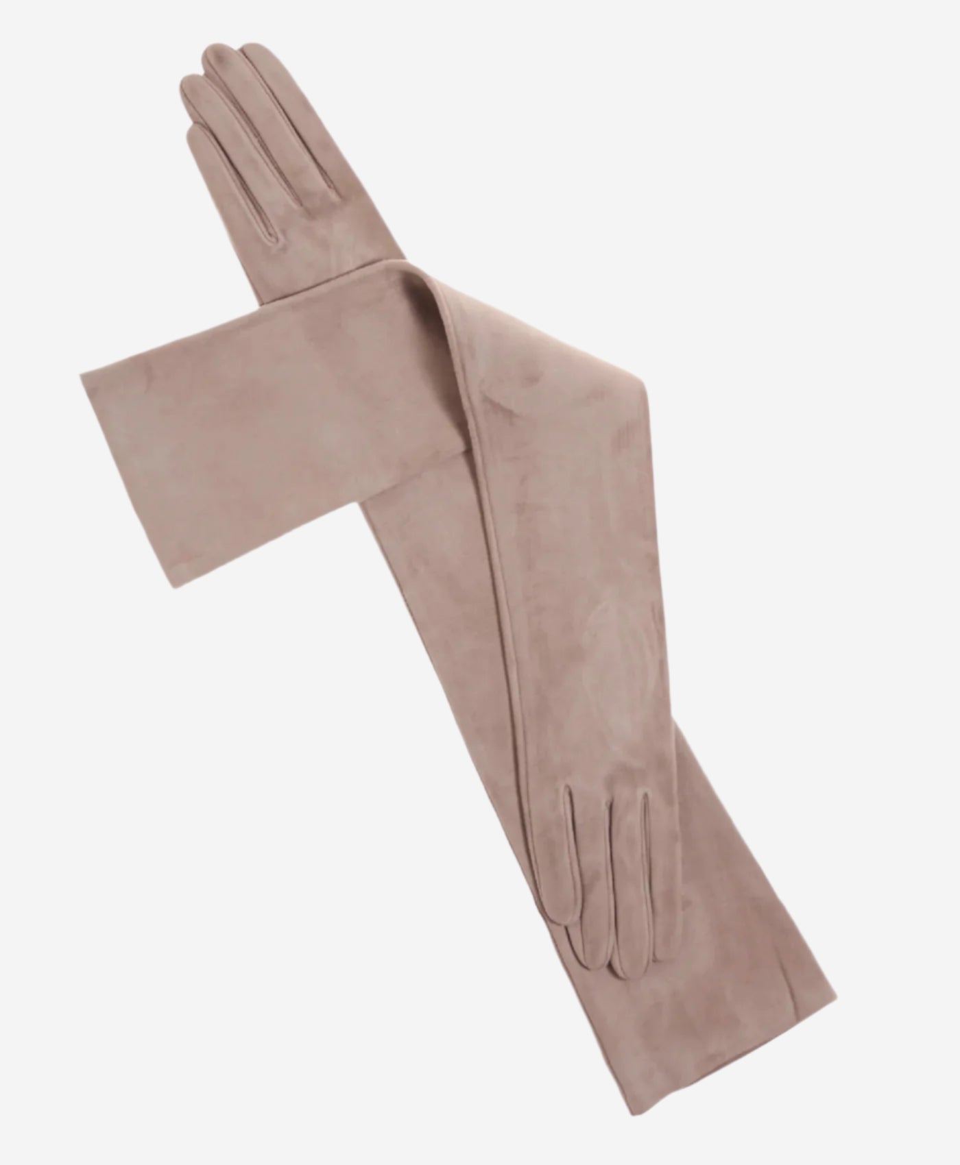 FS15W16SUEDE (taupe) - Italian silk lined suede opera gloves 16-button length