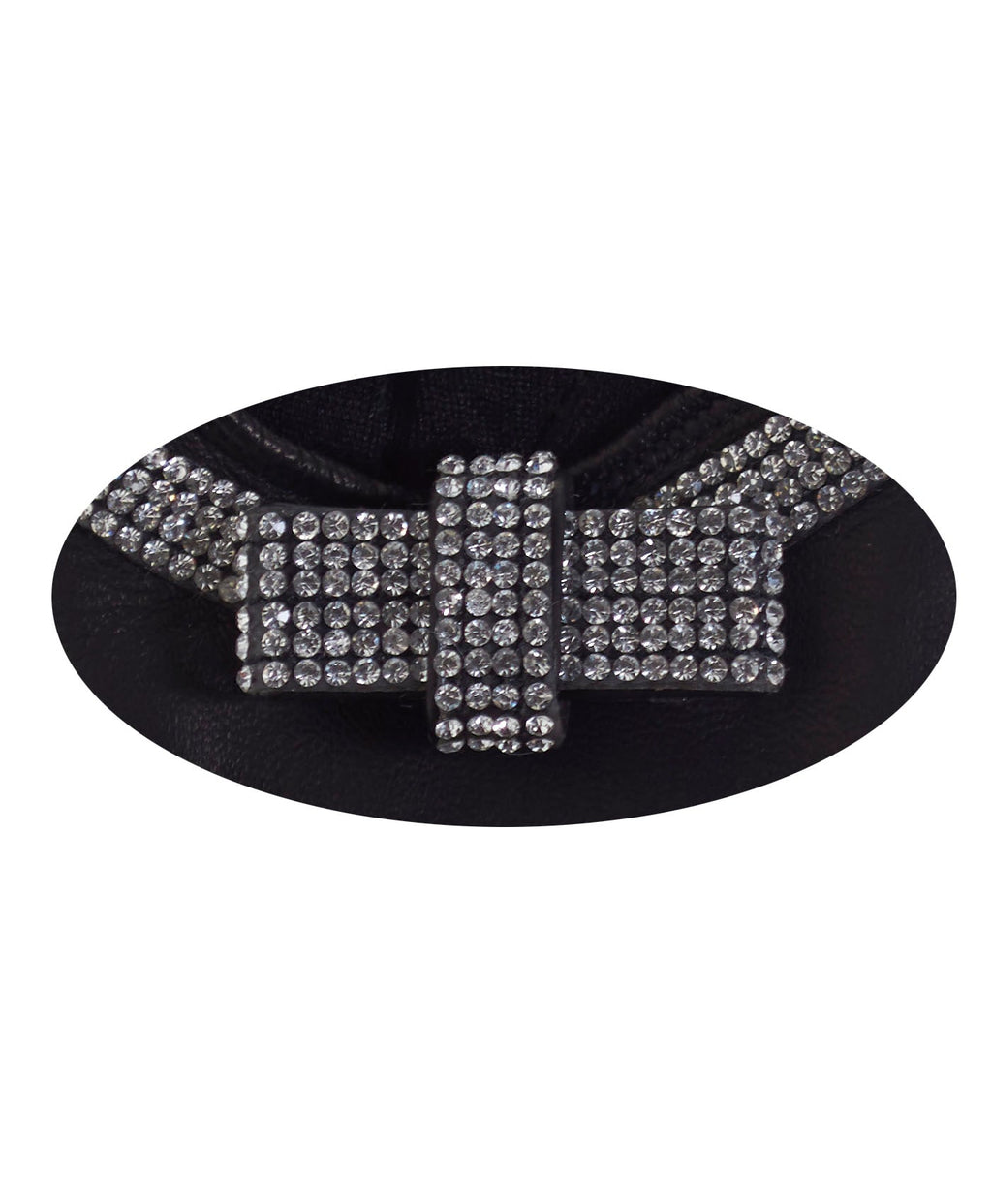 FS4321 (black) - Women's Italian silk lined leather gloves with Swarovski crystal bow
