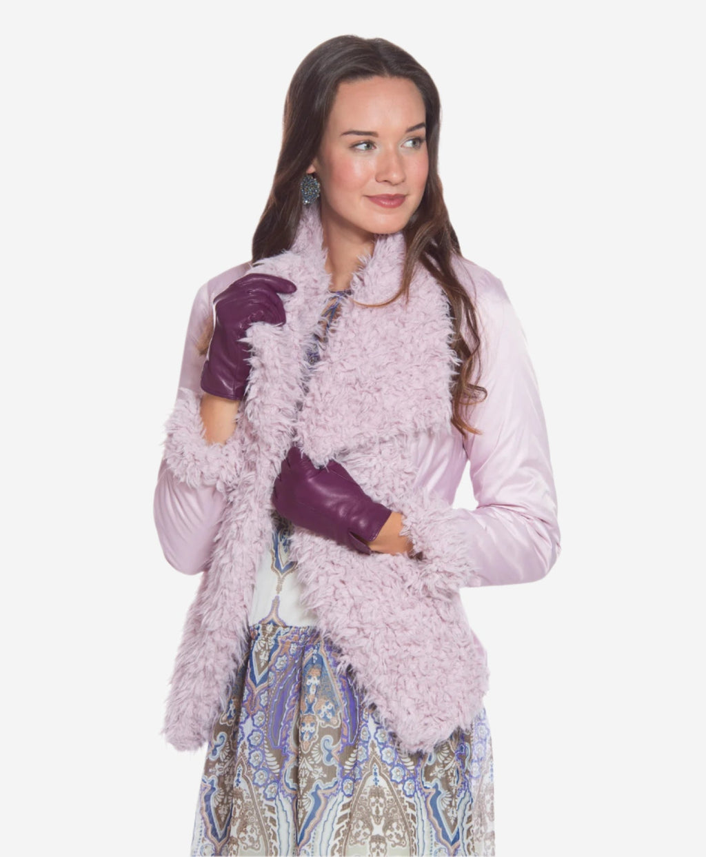 Margherita (eggplant) - Italian lambskin leather gloves with cashmere lining