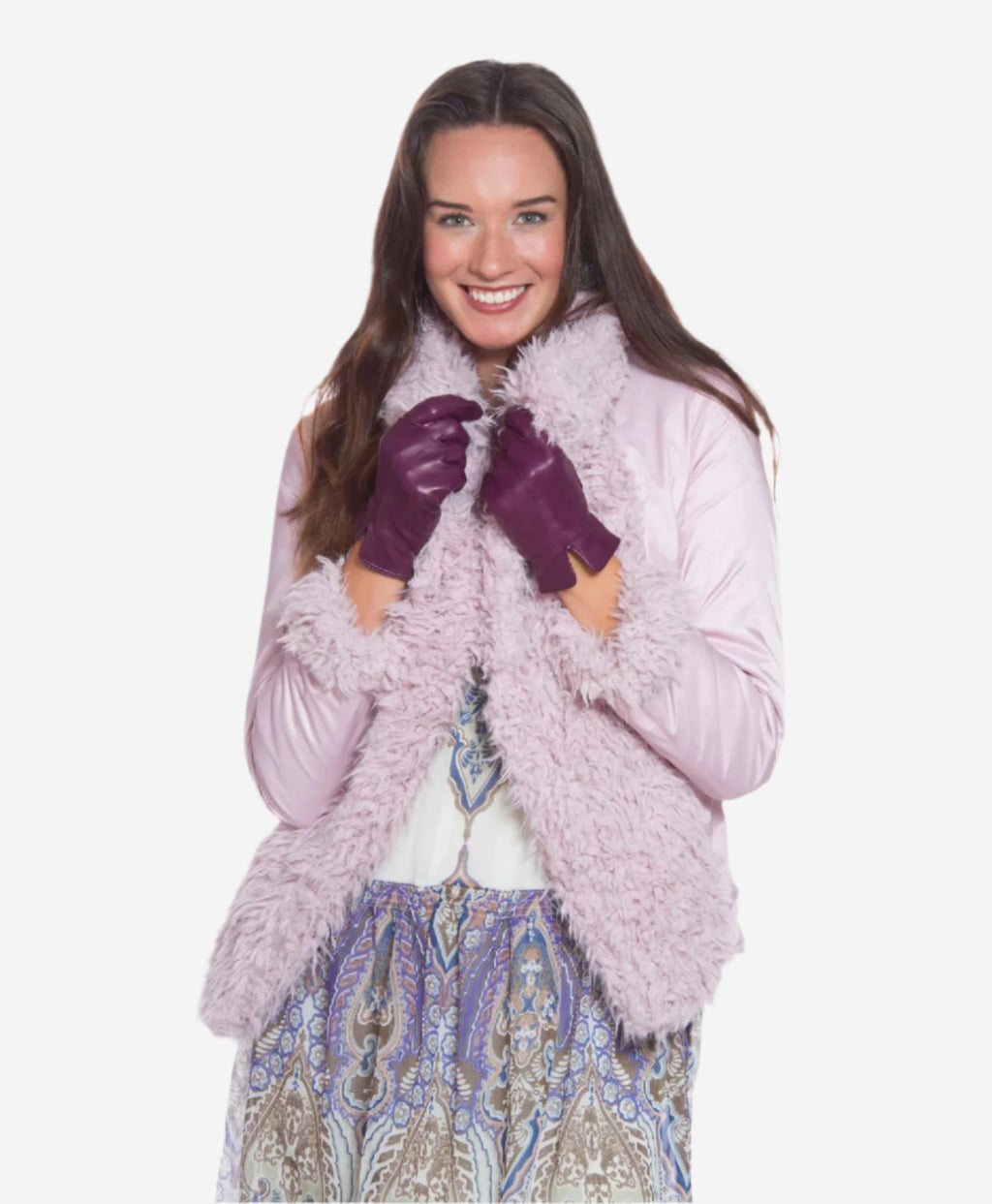Margherita (eggplant) - Italian lambskin leather gloves with cashmere lining