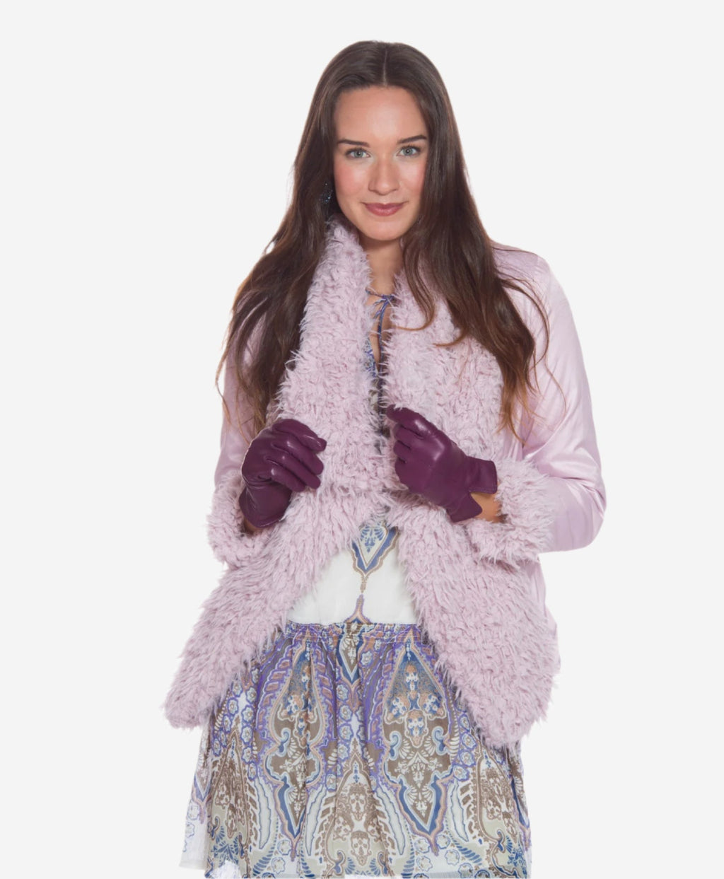 Margherita (eggplant) - Italian lambskin leather gloves with cashmere lining